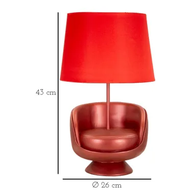 LAMPA NOCNA W STYLU MID-CENTURY CZERWONA Ø 26X43 cm